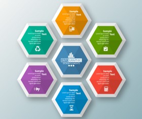 hexagon option infographic template vector 08