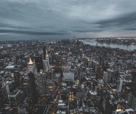 modern city at dusk from high view Stock Photo