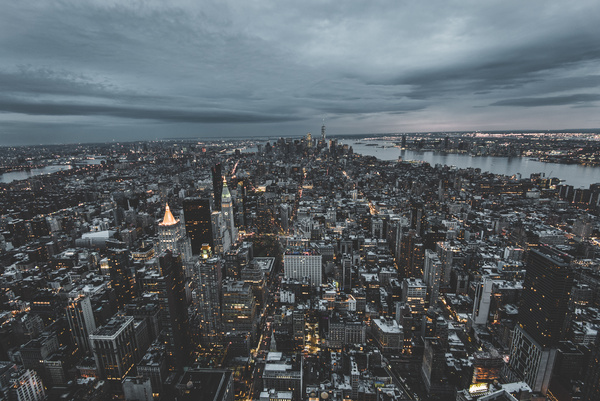modern city at dusk from high view Stock Photo
