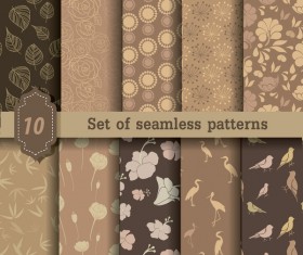 nature style seamless patterns vector