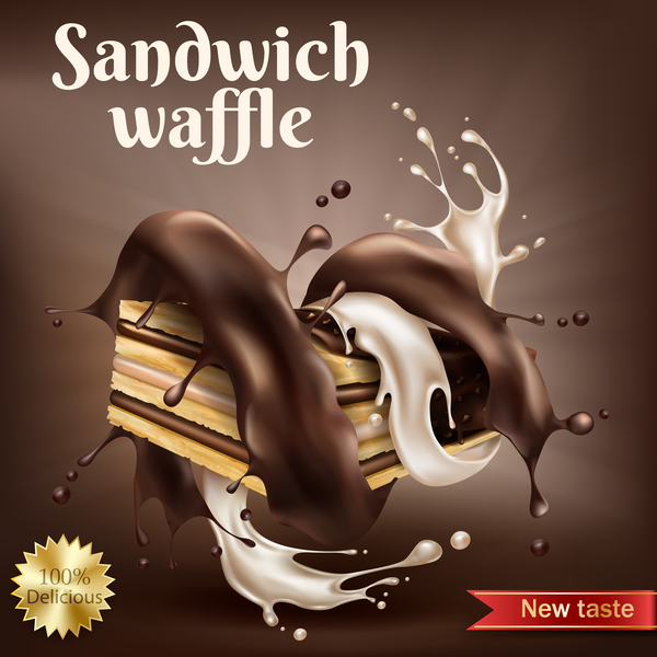 sandwich waffle poster template vector