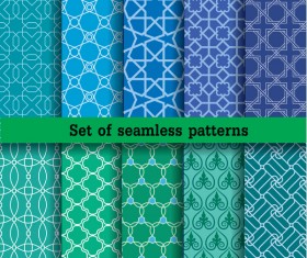set colorful seamless patterns vector material 01