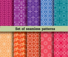 set colorful seamless patterns vector material 03