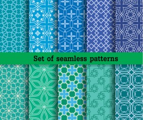 set colorful seamless patterns vector material 04
