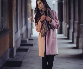 streets have on scarves Girl Stock Photo