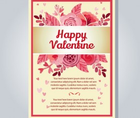 valentine letter with watercolor flower vector