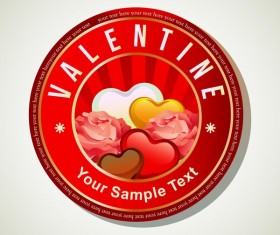 valentine round heart badge vector