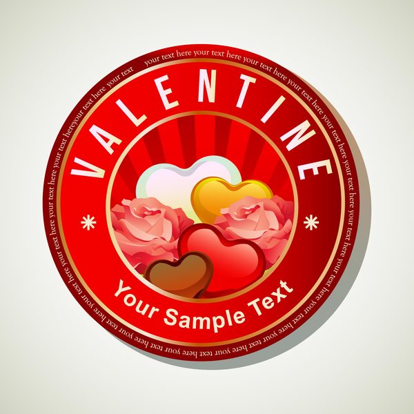 valentine round heart badge vector