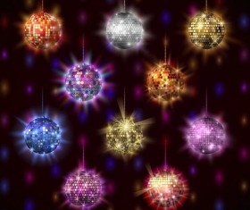 10 Kind shiny neon balls vector