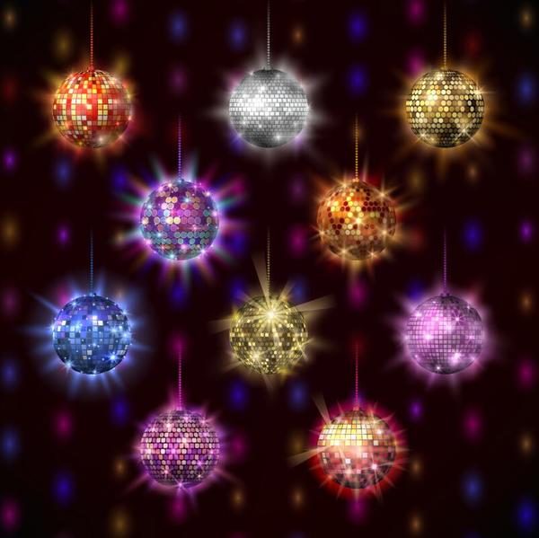 10 Kind shiny neon balls vector