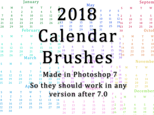 2018 Calendar Photoshop Brushes