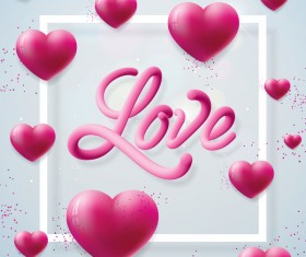 3D heart shape with white valentine background vector