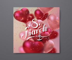 8 march womens day card with heart shape balloons vector 01