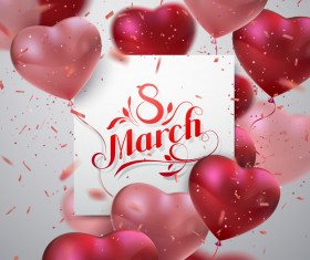 8 march womens day card with heart shape balloons vector 02