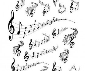 Abstract musical symbols and stave vector 02