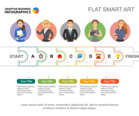 Adaptive business infographic flat template vector 08