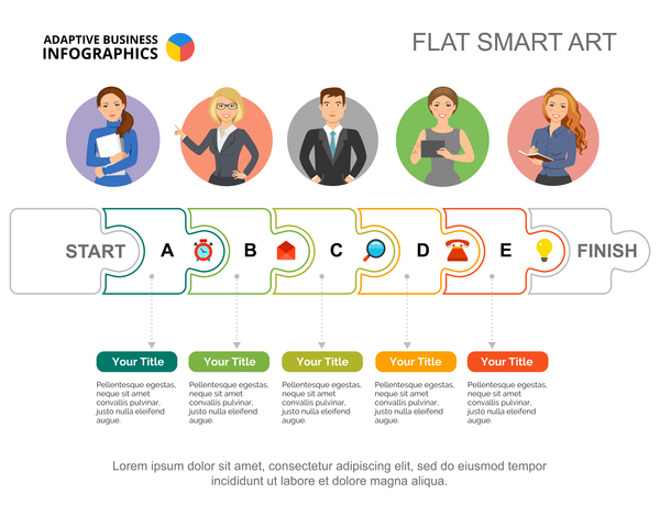 Adaptive business infographic flat template vector 08