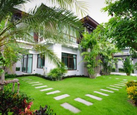 An independent house with beautiful garden Stock Photo 01