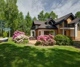 An independent house with beautiful garden Stock Photo 03