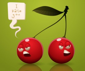 Angry cartoon cherry vector