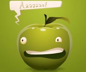 Angry cartoon green apple vector