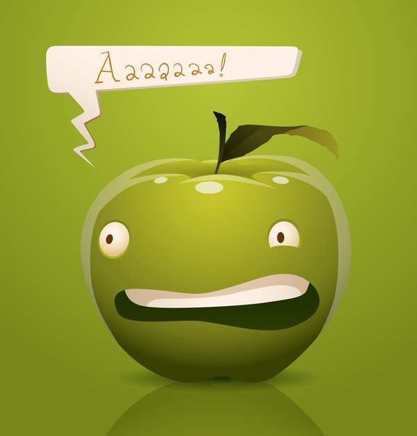 Angry cartoon green apple vector