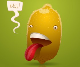 Angry cartoon lemon vector