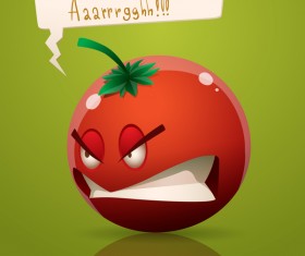 Angry cartoon tomato vector