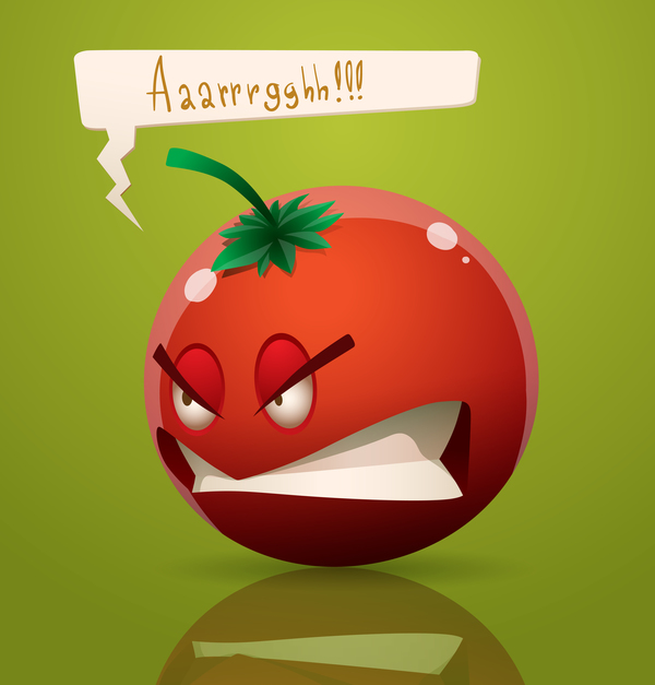 Angry cartoon tomato vector
