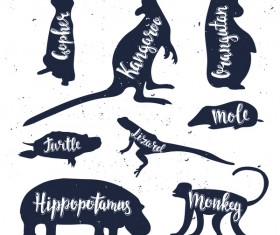 Animals silhouette with name vectors 01