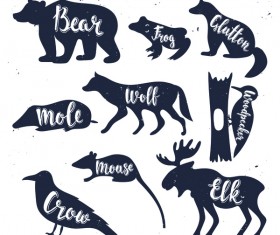 Animals silhouette with name vectors 04