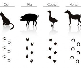 Animals with footprint silhouette vector material 04 free download