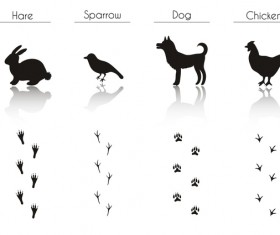 Animals with footprint silhouette vector material 02