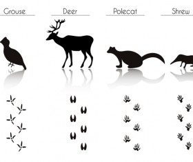 Animals with footprint silhouette vector material 09 free download