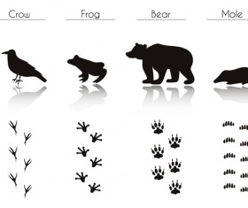 Animals with footprint silhouette vector material 05