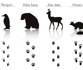 Animals with footprint silhouette vector material 06
