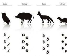 Animals with footprint silhouette vector material 07