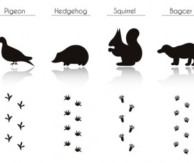 Animals with footprint silhouette vector material 08