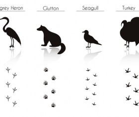 Animals with footprint silhouette vector material 09