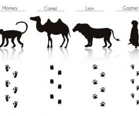 Animals with footprint silhouette vector material 10