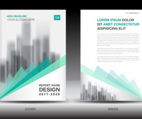 Annual report brochure green cover template vector 03