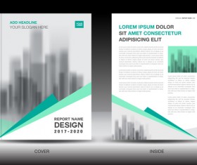 Annual report brochure green cover template vector 05