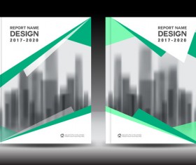 Annual report brochure green cover template vector 07