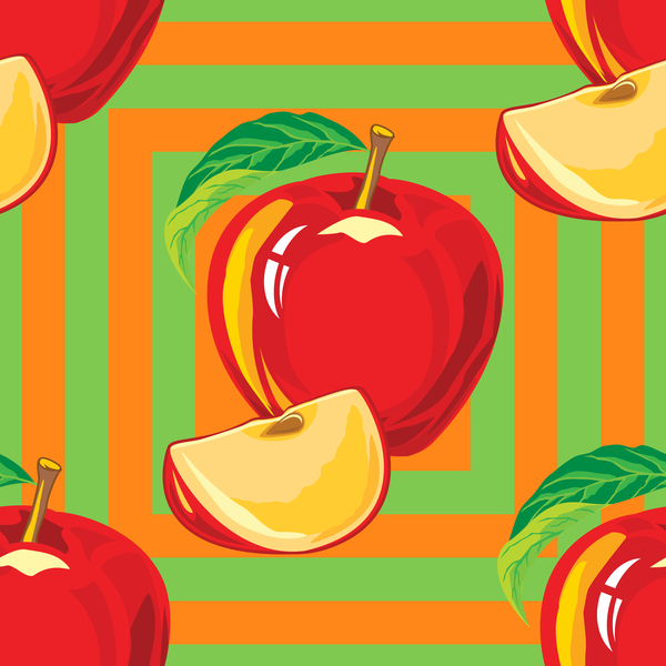 Apple red pattern seamless vectors 01