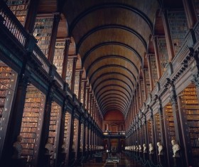 Awesome architecture of ancient library Stock Photo