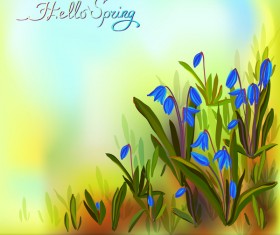Beautiful blue flower with spring background vector