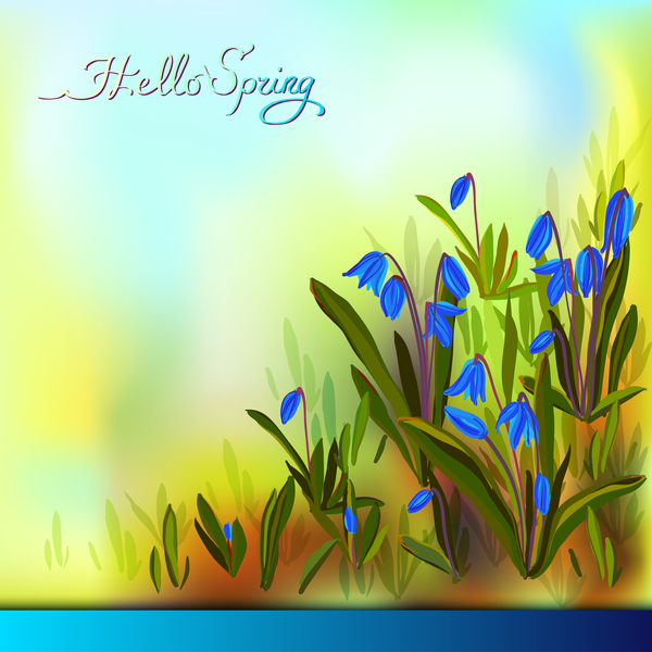 Beautiful blue flower with spring background vector