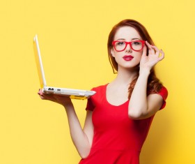 Beautiful girl using laptop Stock Photo