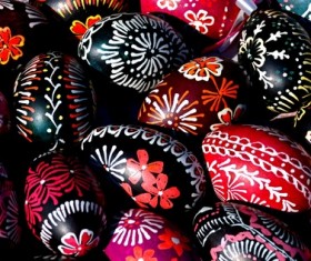 Beautiful hand painted Easter eggs Stock Photo
