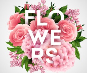 Beautiful pink flower with white background vector